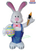 Easter Bunny with Paint Brush and Egg Airblown Inflatable